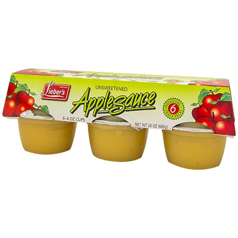 Liebers Apple Sauce Unsweetened, 6Ct 4 Z